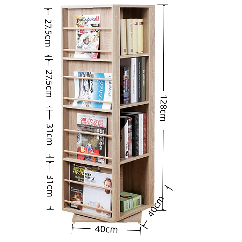 360° Rotating Bookshelf Space Saving Corner Bookcase Organizer Spinning Book Display