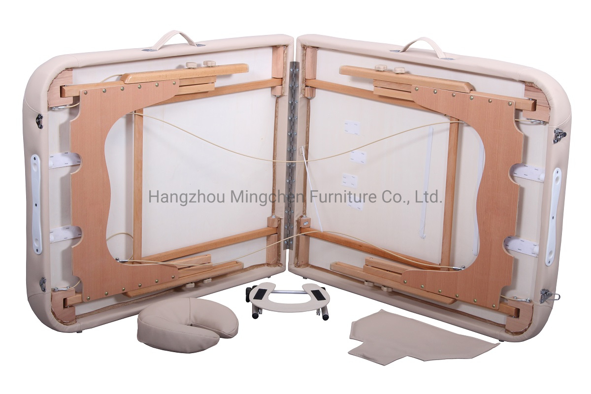 Portable White SPA Beech Folding Massage Table with Carrying Bag