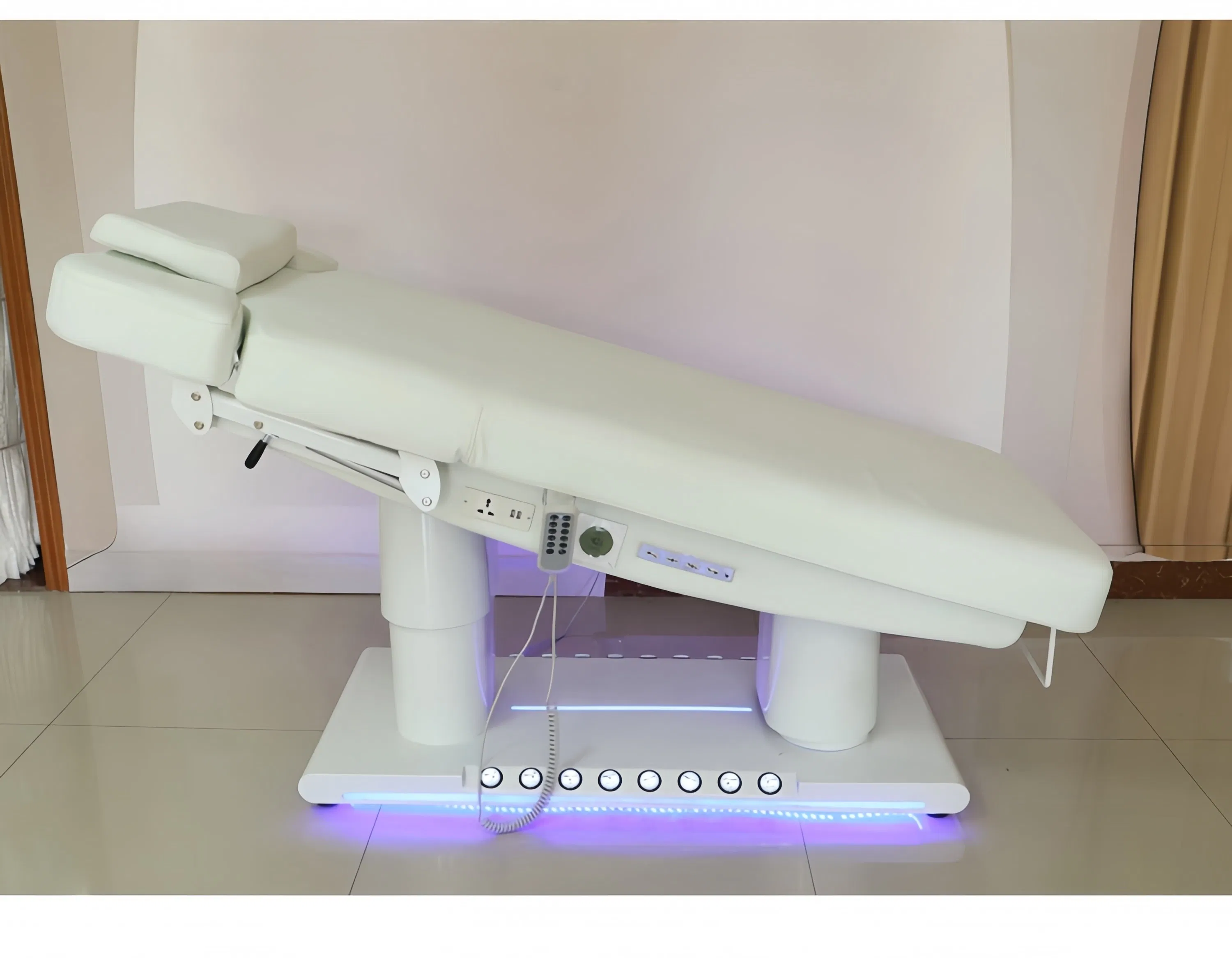 Luxury SPA Heated Treatment Massage Bed Vibrating Beauty Salon Electric Medical Facial Eyelash Beauty Massage Table Bed with Light