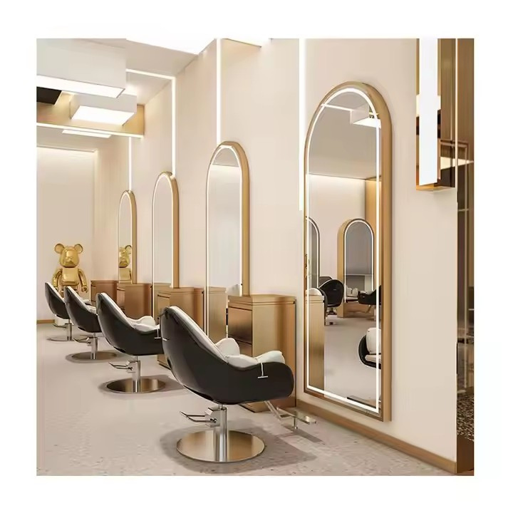 Beauty Salon Hair Cutting Mirror LED Light Wall-Mounted Hair Salon Mirror