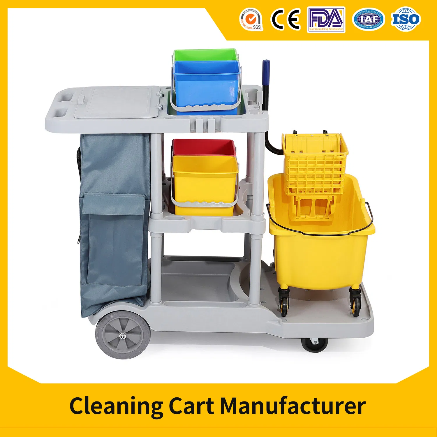 Commercial Hotel Cleaning Equipment Housekeeping Janitorial Cleaning Trolley Cart Household Cleaning