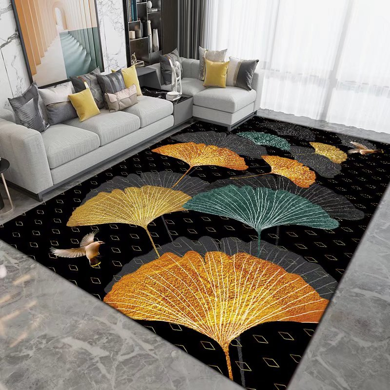 Chinese Factory Leaf Design Carpet and Rug Floor Mat Living Room 3D Carpet Cheap Tapis Salon Modern Area Rug Printed Carpet