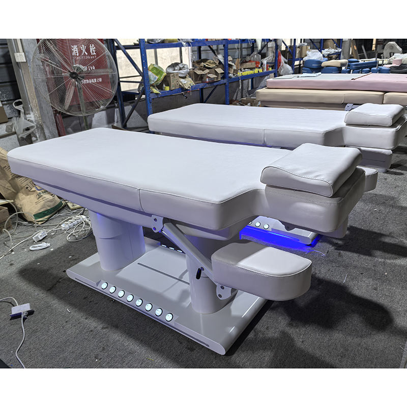 Modern Full White Leather Beauty Salon Furniture Treatment Heated Cosmetic Bed Luxury 4 Motors Electric Saloon Massage Table Bed