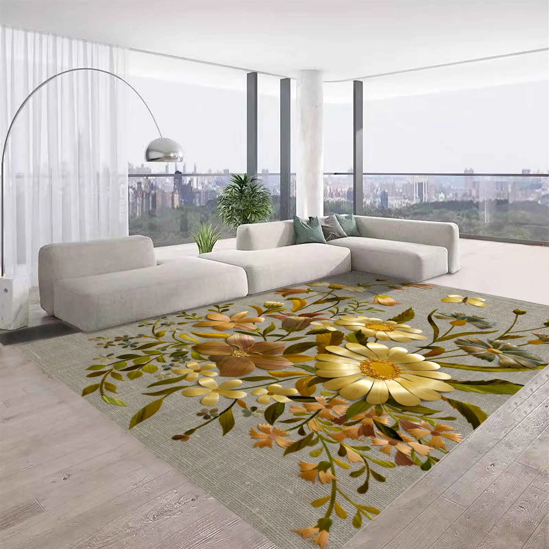 3D Flower Design Sunflower Living Room Carpet Floor Rugs Mats Tapis Salon Modern Karpet Lantai Malaysia