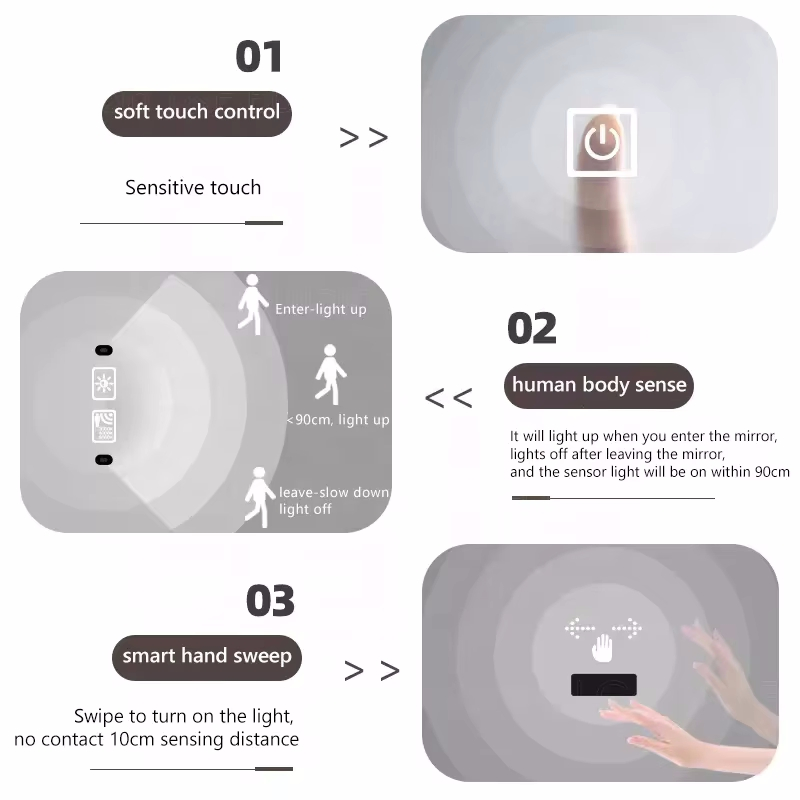 Hair Gold Salon Length Double Wall Station LED Mirror Designs