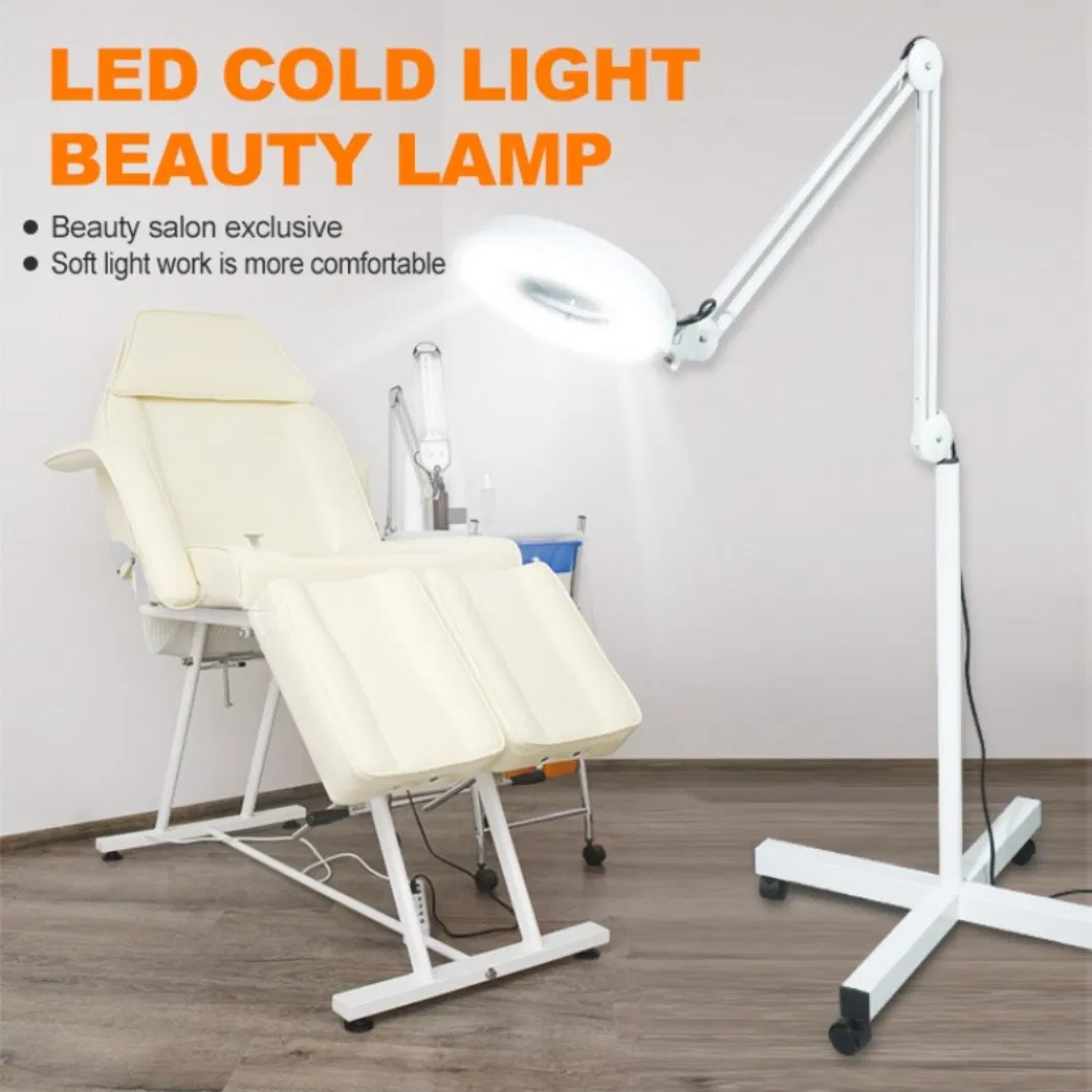 Foldable Wheel Floor Stand 3X5X10X12X LED Magnifying Glass Lamp for Beauty Salon