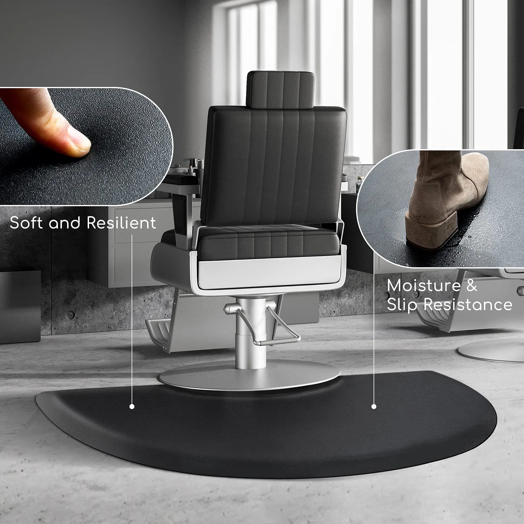 Waterproof PVC PU Anti Fatigue Chair Beauty Salon Barber Station Floor Mats