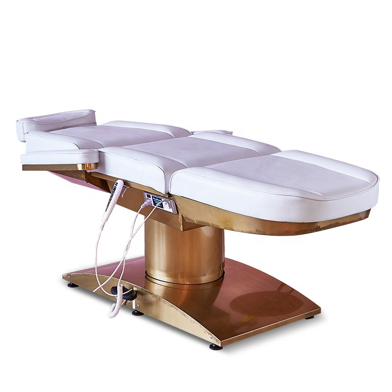 Luxury Salon Furniture Esthetician 4 Motors Electric Saloon Massage Bed Cosmetic Chair White Beauty Bed with 270 Degree Rotation