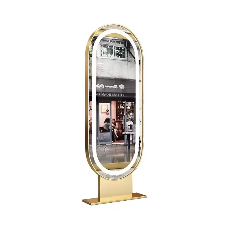 Professional Double-Sided Gold Hairdressing Styling Barber Salon Hair Mirror Station Modern Design for Mall Workshop Application