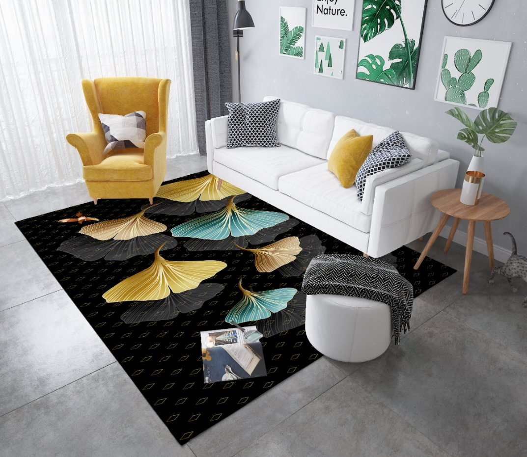 Chinese Factory Leaf Design Carpet and Rug Floor Mat Living Room 3D Carpet Cheap Tapis Salon Modern Area Rug Printed Carpet