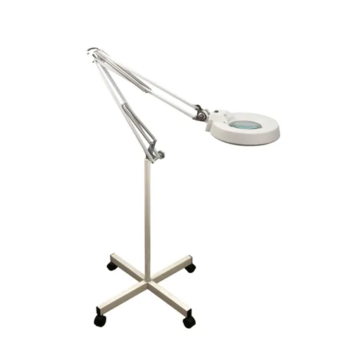 White Floor Standing Cleanroom LED Magnifying Lamp