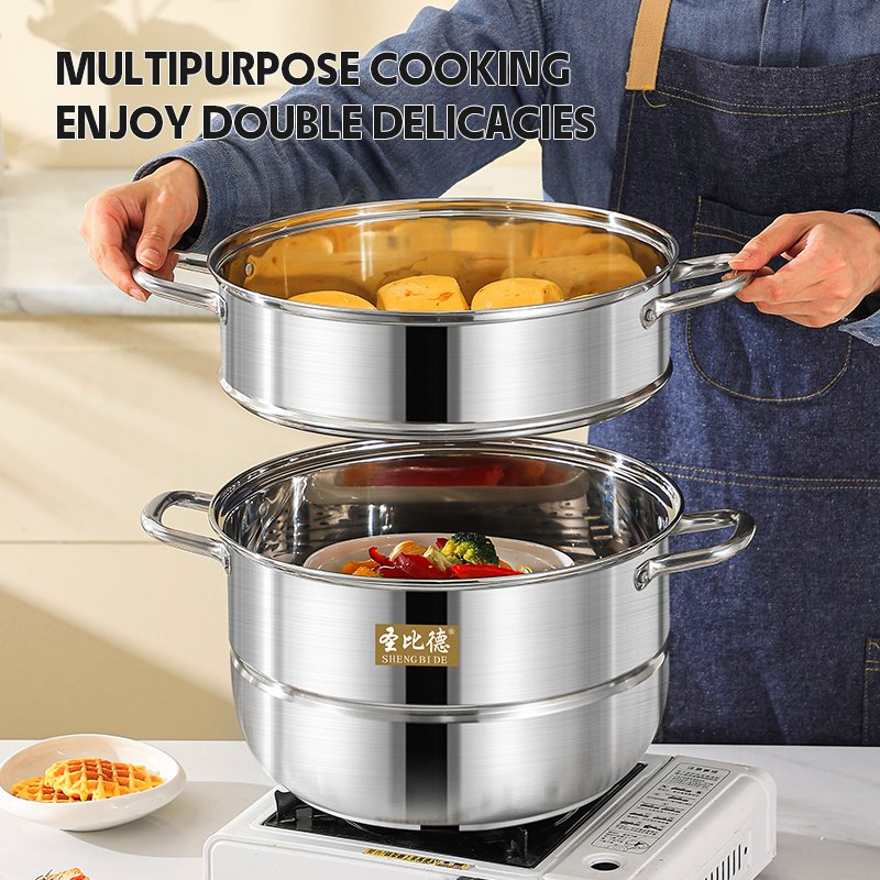 Multifunction 34cm Stainless Steel Steamer Cooker Multilayer Hot Pot Kitchen Cooking Steamers Pot for Induction Stove