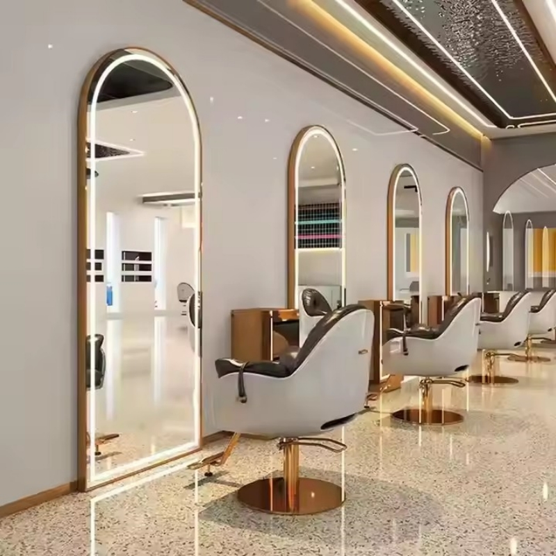 All-in-One Ironing Mirror Station Wall-Mounted Barber Shop LED Hair Salon Mirror