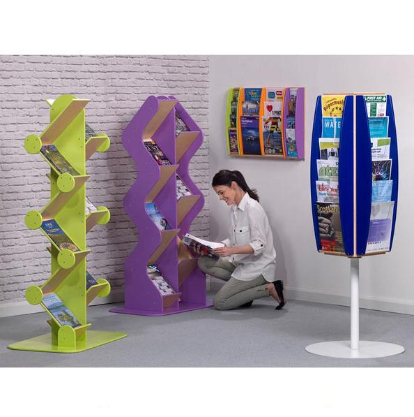 Wooden Wave Shape Freestanding Book &amp; Brochure Display Racks