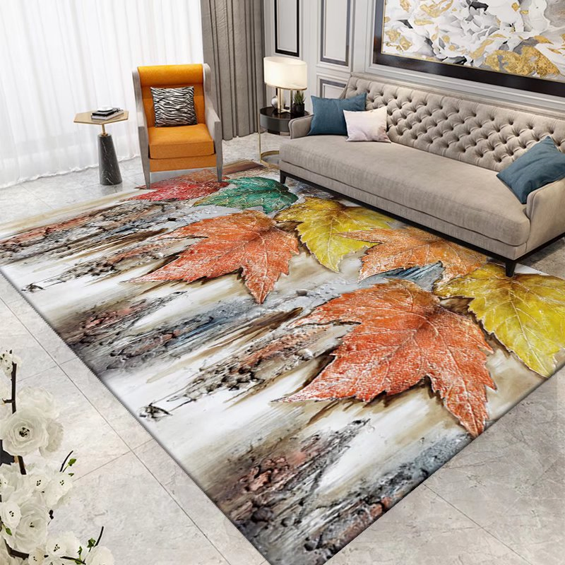 Chinese Factory Leaf Design Carpet and Rug Floor Mat Living Room 3D Carpet Cheap Tapis Salon Modern Area Rug Printed Carpet