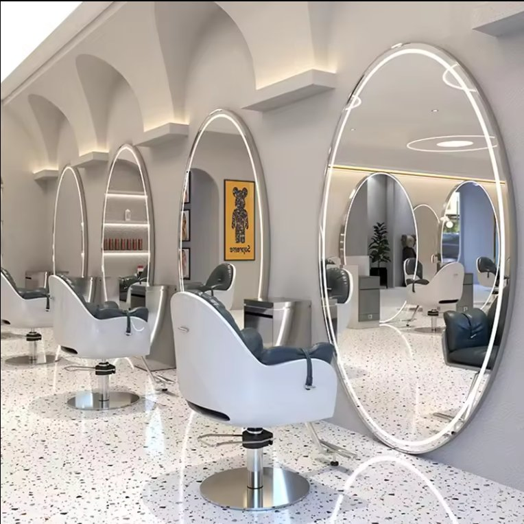 Best Selling Modern Oval Hairdressing Mirror Station