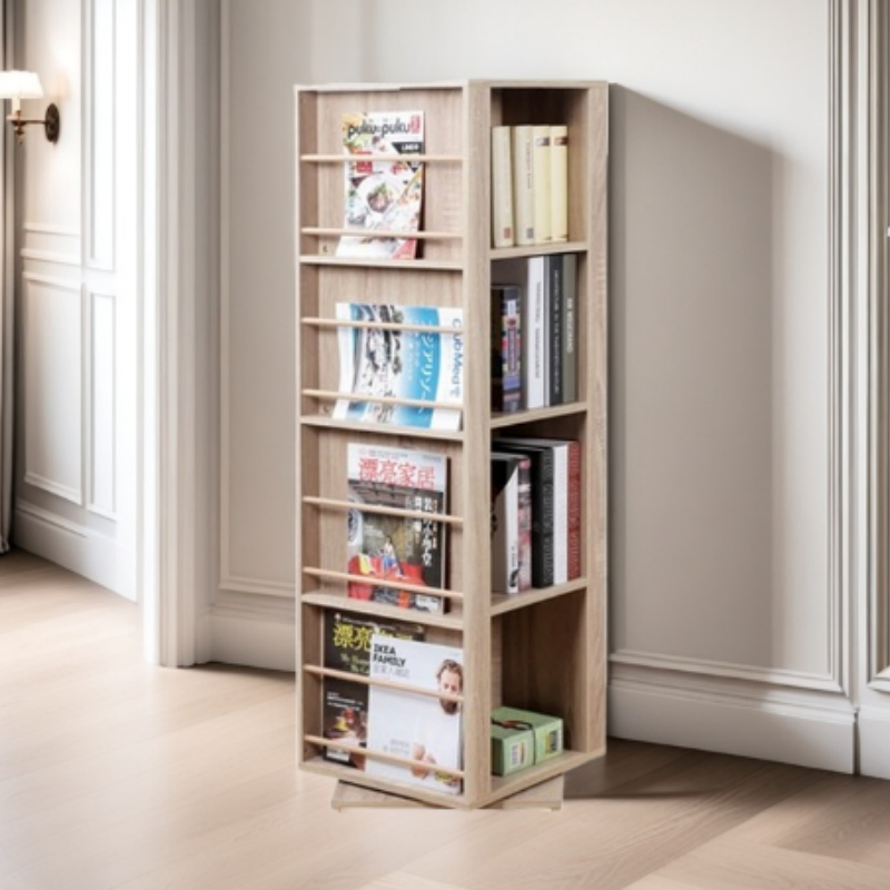 360° Rotating Bookshelf Space Saving Corner Bookcase Organizer Spinning Book Display