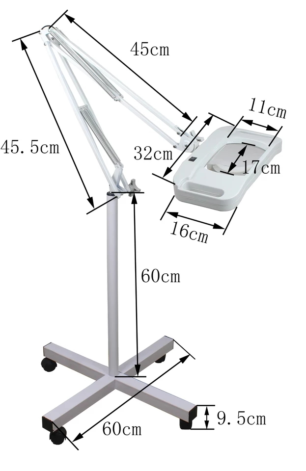Lt-86f Cleanroom Floor Stand LED Rectangle Lense LED/Flourescent Magnifying Lamp