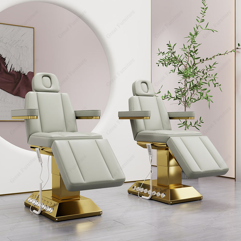 Modern Treatment Salon Furniture Grey Gold Massage Bed Luxury 4 Motors Heated Massage Table for Sales