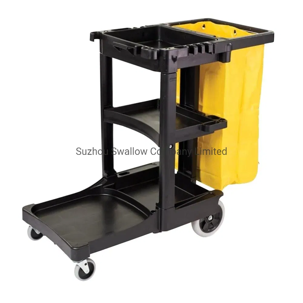 Multipurpose Restaurant Hotel Cleaning Trolley Cart with Cover Service Tool Cart Cleaning Equipment