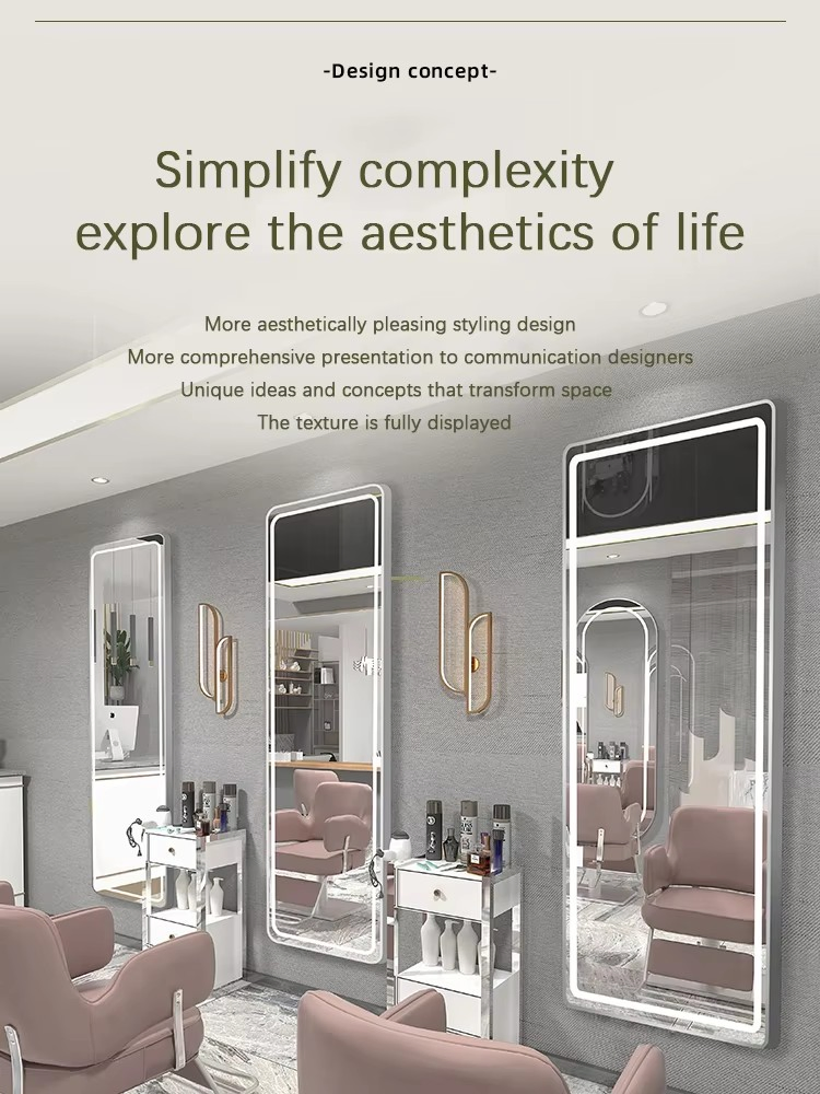 Factory Direct Sales Intelligent Wall Mirror Hair Salon LED Mirror Beauty Salon Changing Room Salon Hotel Customized Mirror