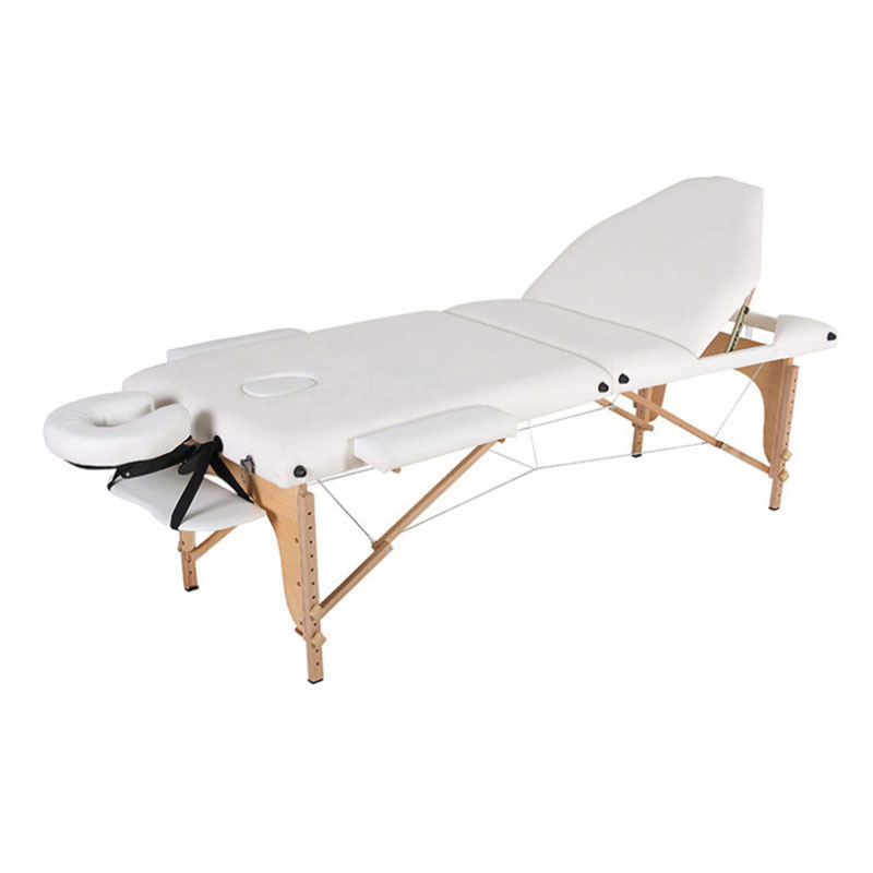 White Color Portable Collapsible Tattoo Beauty Massage Bed Two Folding SPA Moxibustion Bed Massage Table