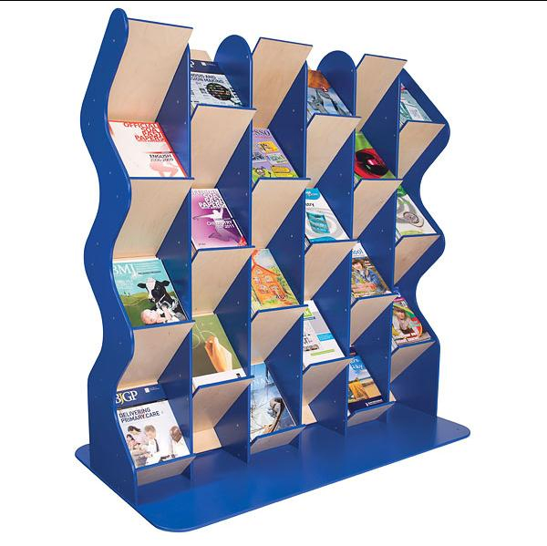 Wooden Wave Shape Freestanding Book &amp; Brochure Display Racks