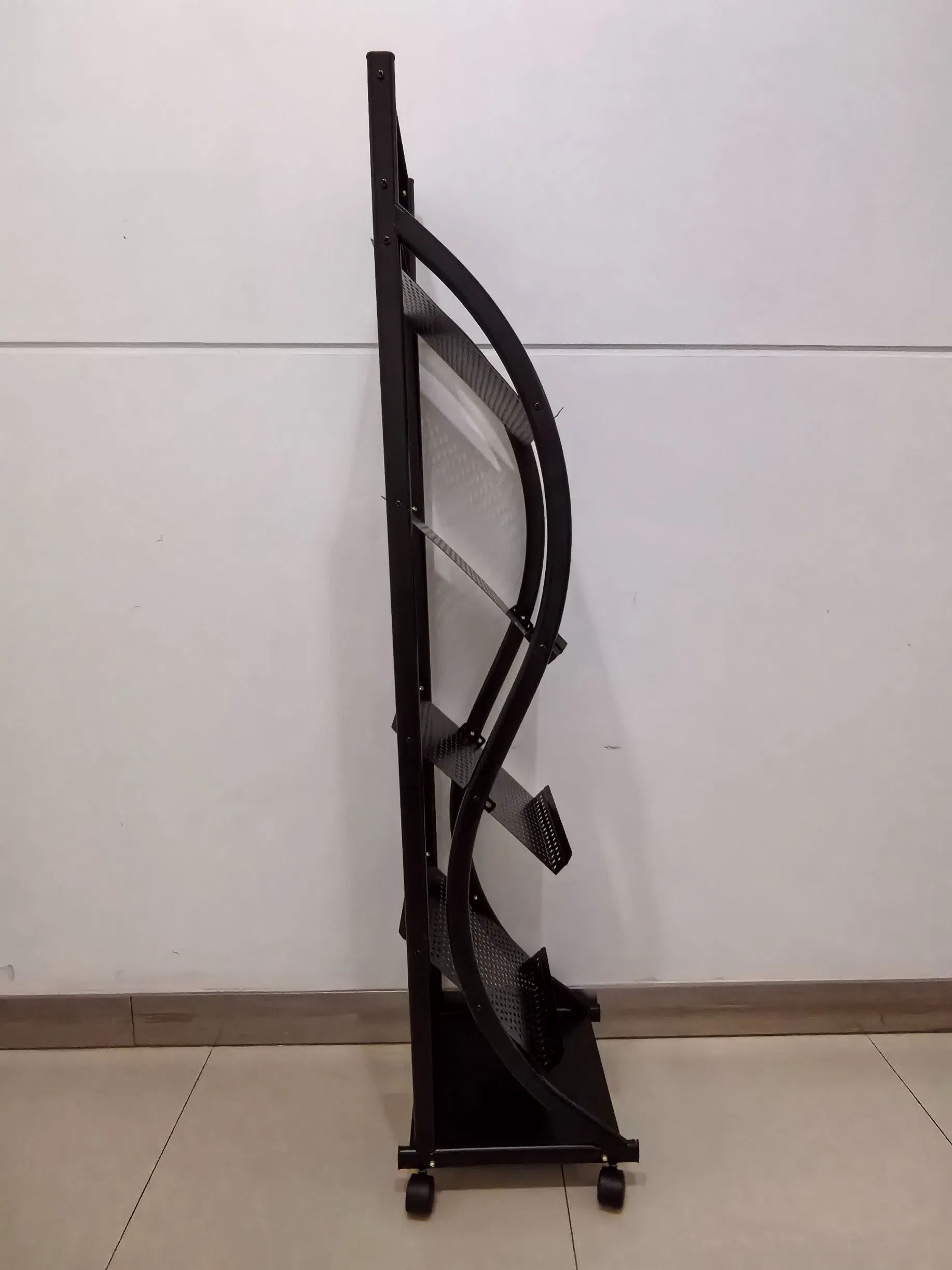 4-Tier Magazine Stand Iron Brochure Newspaper Display Rack with 4 Universal Wheels