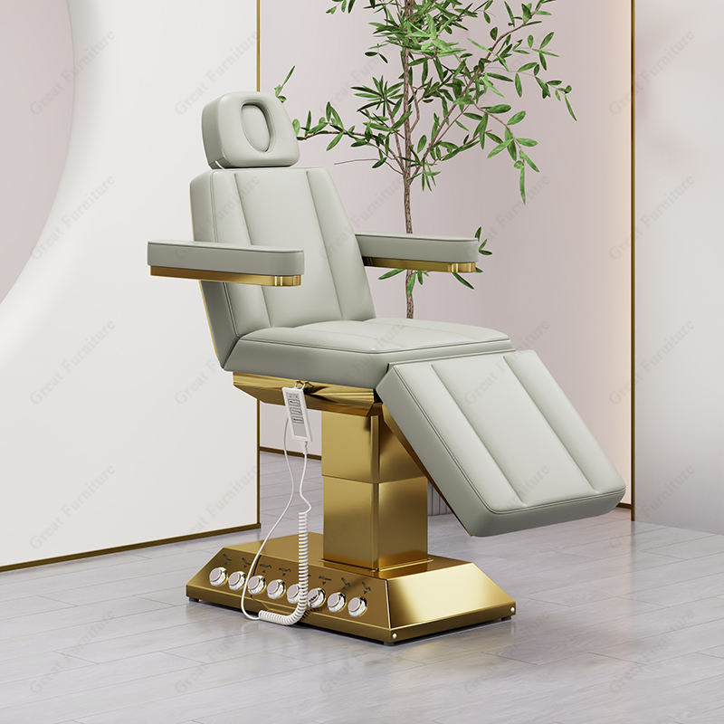 Modern Treatment Salon Furniture Grey Gold Massage Bed Luxury 4 Motors Heated Massage Table for Sales