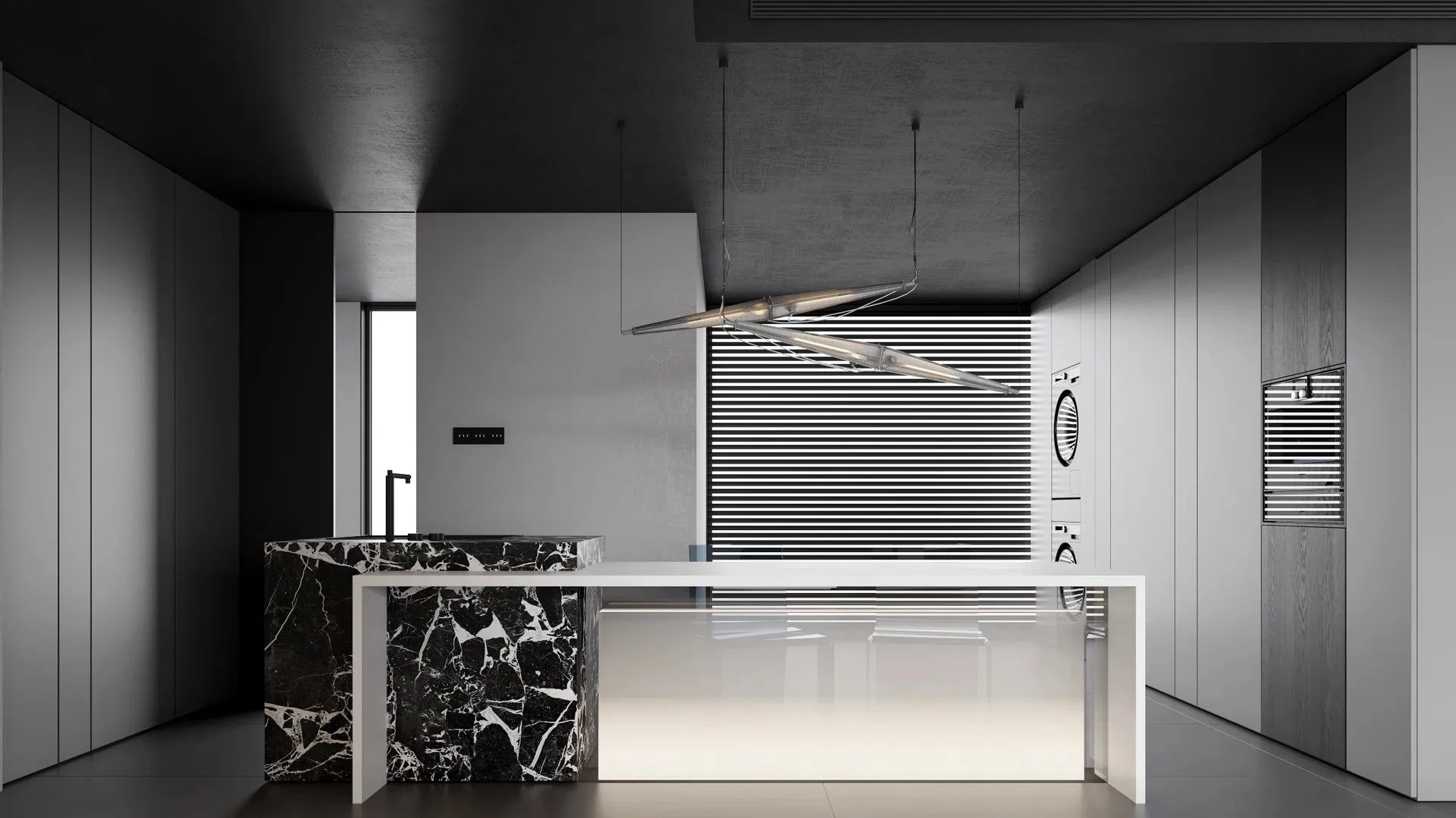 Gabinetes de melamina premium con lavabo integrado para villas