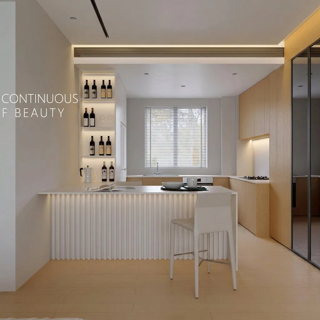 Gabinetes de cocina modulares modernos de madera maciza con paneles, tablero de melamina, salpicadero de granito, diseño impermeable, muebles de cocina personalizados
