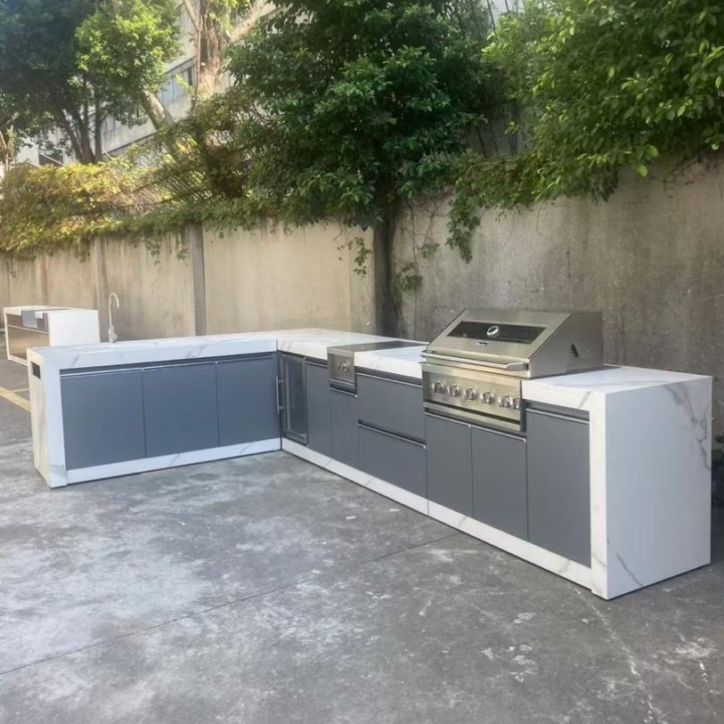 Gabinete Modular de Cocina de Jardín BBQ Cbmmart 304 Armario de Cocina de Acero Inoxidable para Exterior
