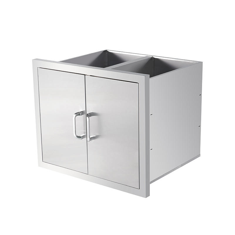 Armarios de despensa de acero inoxidable de dos puertas elegantes para exteriores