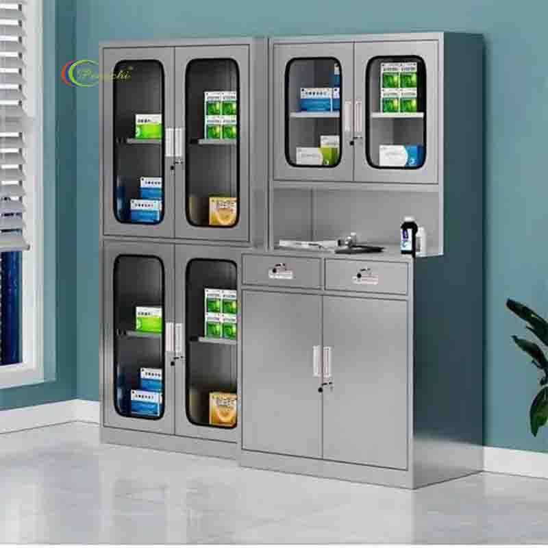 Mueble de trabajo montado en la pared para hospitales, gabinete de tratamiento de desechos para clínicas, gabinete de acero inoxidable