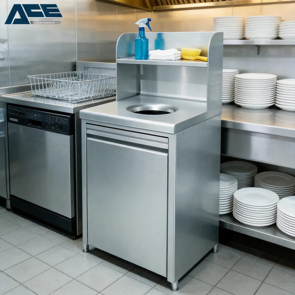Cabinet de basura de acero inoxidable duradero para uso en cocina comercial