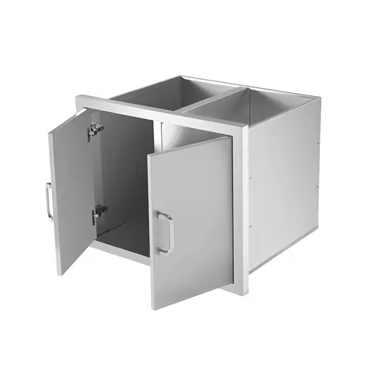 Gabinetes de despensa de acero inoxidable con dos puertas para cocina exterior