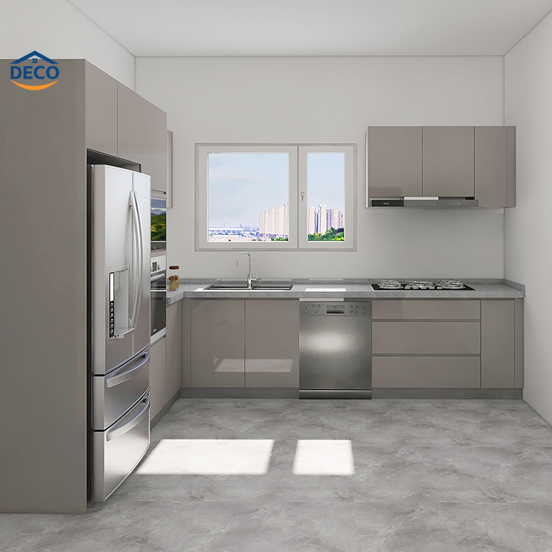Conjunto de Gabinetes de Cocina Modular de Acero Inoxidable para Exterior, Gabinete de Cocina de Madera Sólida de Lujo con Isla