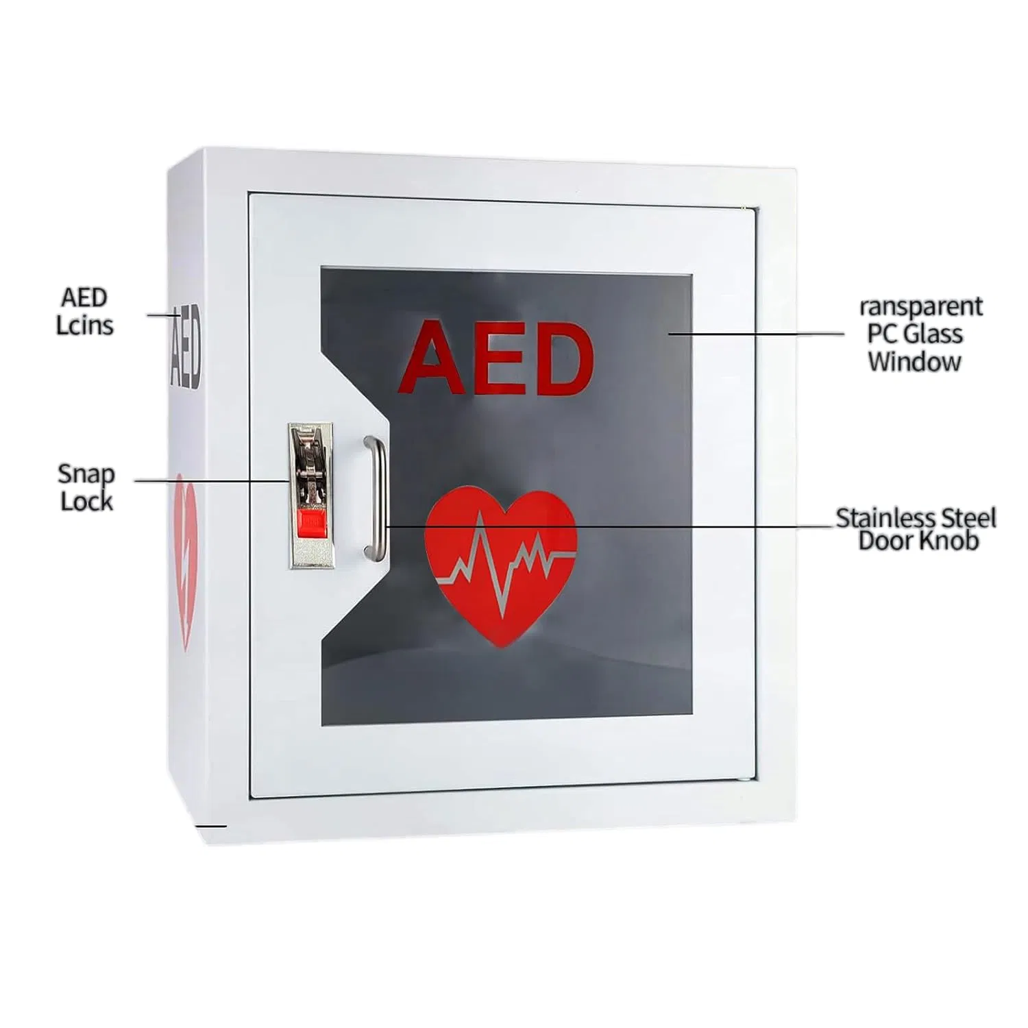Acero Inoxidable, Policarbonato, NEMA 4X, Acero Pintado en Polvo, Montaje en Pared, Montaje en Pedestal Alarma de Audio, Gabinete de AED a Prueba de Vándalos con Cerradura de Romper Cristal