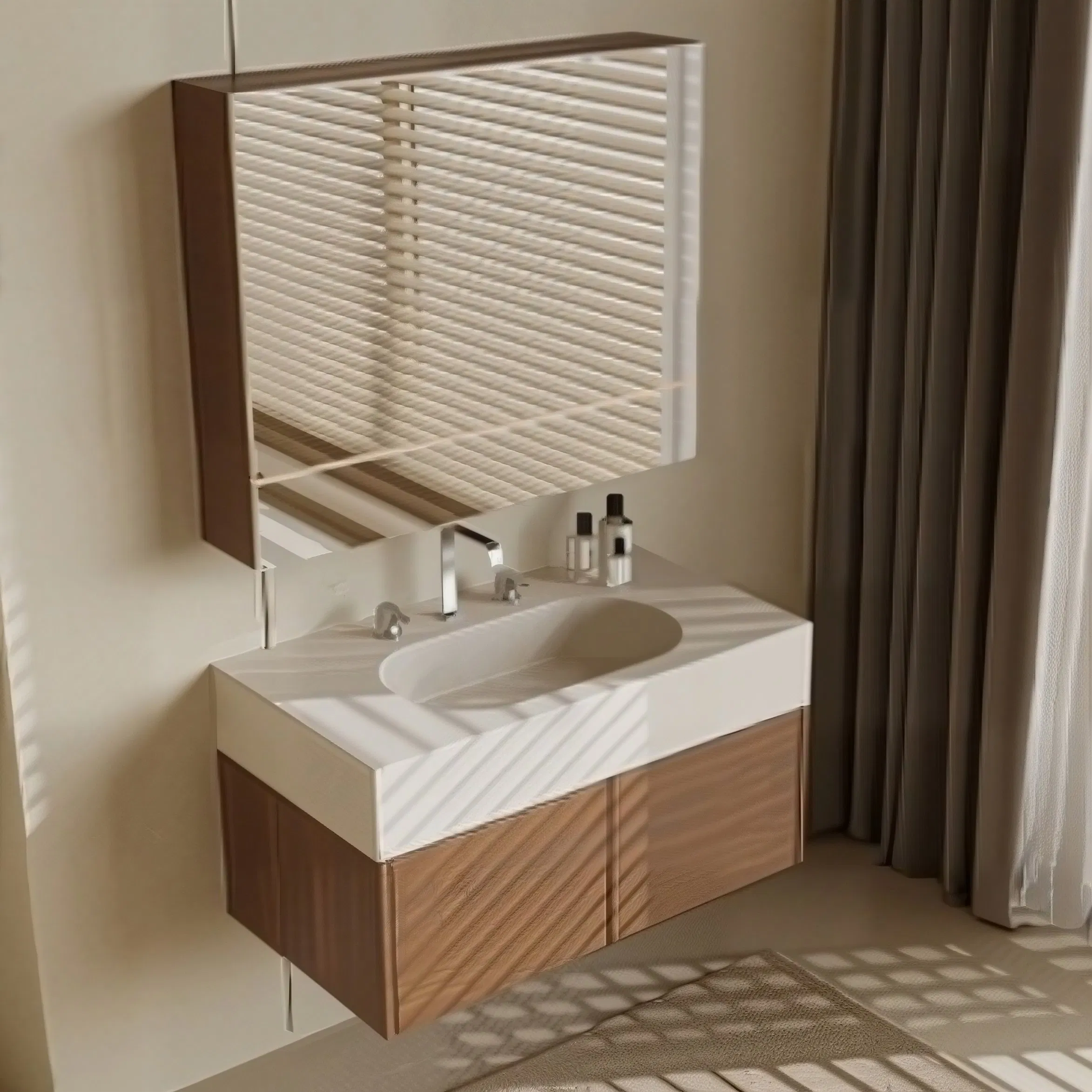 Gabinete de baño montado en la pared de aluminio moderno con accesorios de tubería de acero inoxidable y certificación CE (revestimiento de spray anticorrosión)