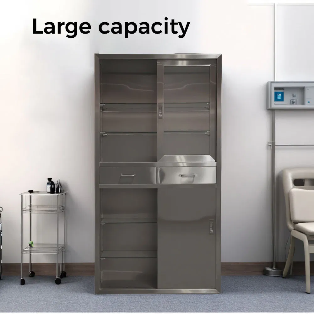 Gabinete de medicina de acero inoxidable de diseño moderno personalizable para almacenamiento en hospitales, escuelas y clínicas