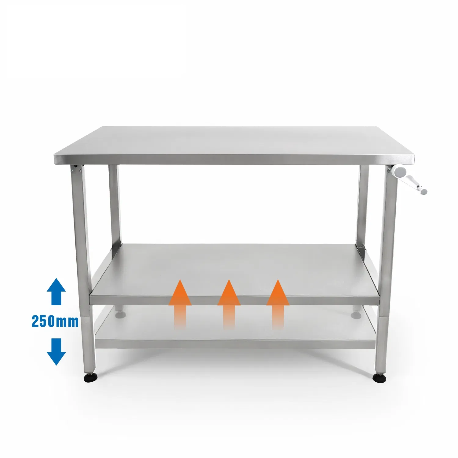 Estación de trabajo ajustable de acero inoxidable ergonómica con elevación manual
