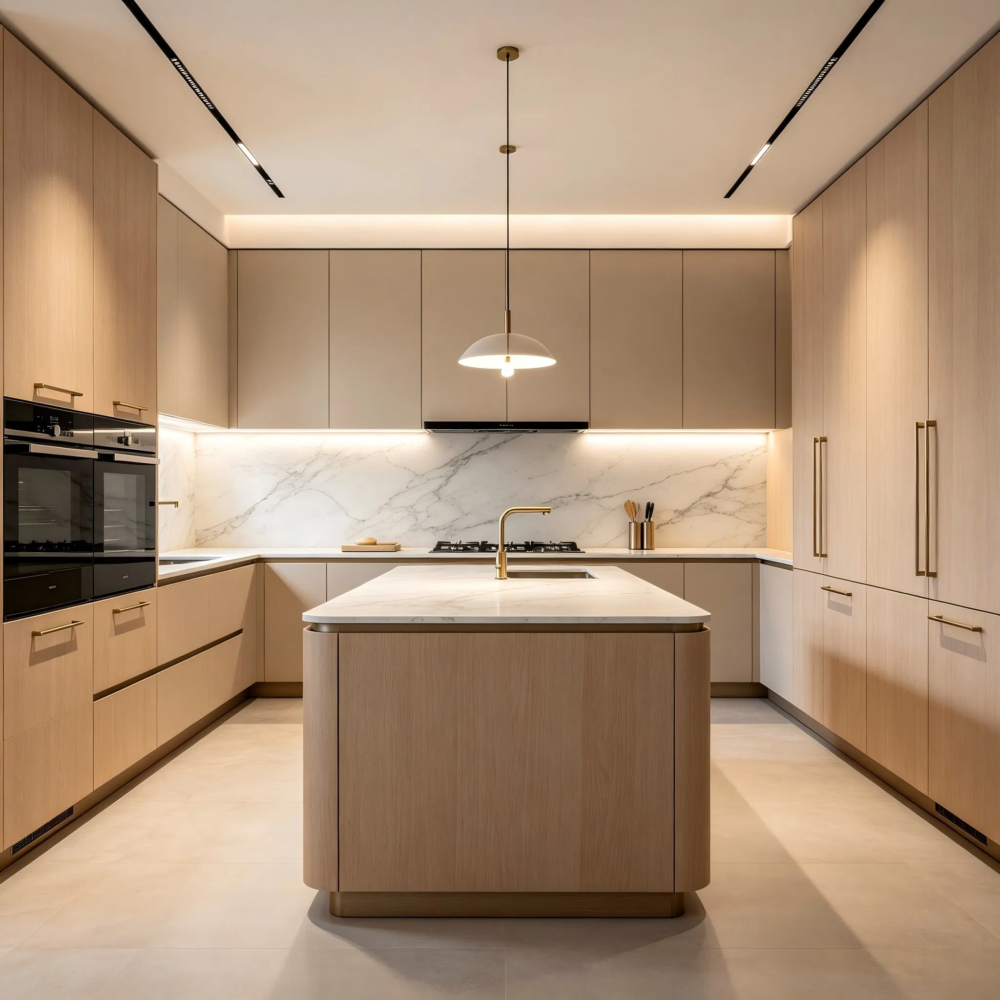 ISO9001 Aprobado Acero Inoxidable Anbangni Resistente al Calor Madera MDF Mueble Chapado Cocina Gabinete