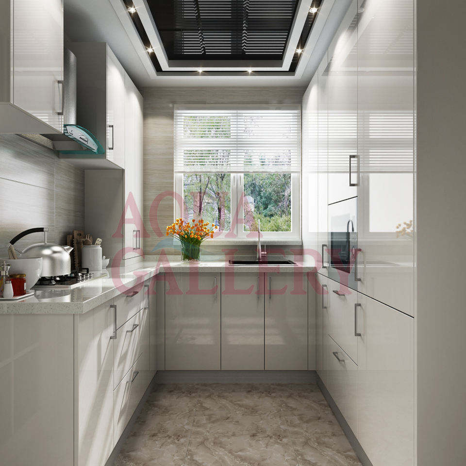Fábrica de gabinetes de cocina personalizados con fregadero de acero inoxidable lacado con armarios de cocina