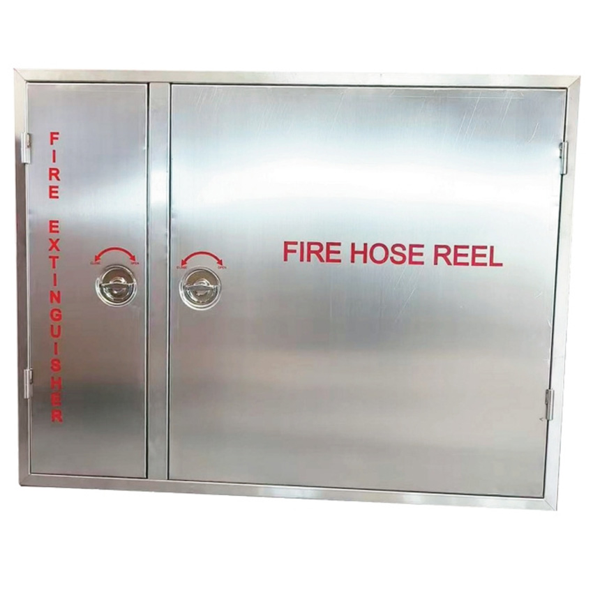 Gabinete de manguera contra incendios de acero inoxidable con ventana de inspección, gabinete de incendios montado en la pared