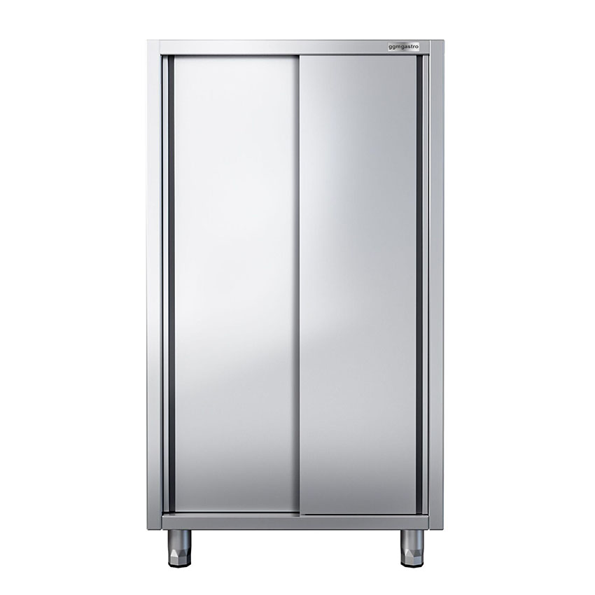 Gabinete de Vajilla de Acero Inoxidable con 2 Puertas Abatibles para Almacenamiento de Platos de Cocina