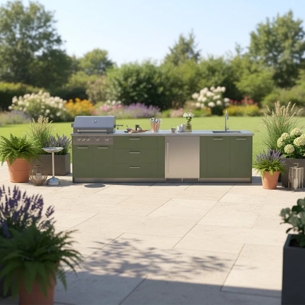 Conjunto de Cocina Exterior Modular de Acero Inoxidable Premium, Gabinete de BBQ a Prueba de Óxido, Resistente a las Inclemencias del Tiempo y Duradero para Uso Diario en el Jardín