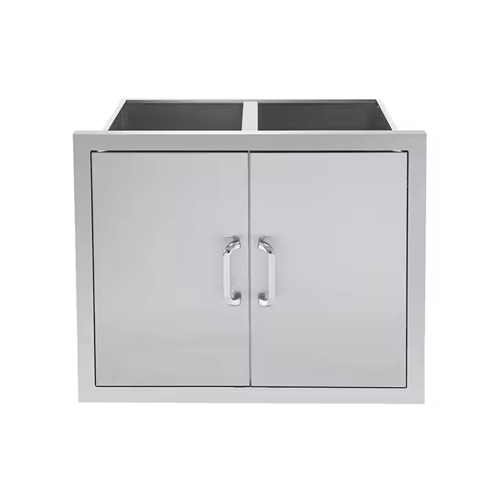 Gabinetes de despensa de acero inoxidable con dos puertas para cocina exterior