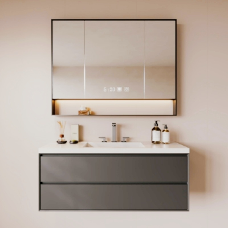 Gabinete de baño montado en la pared de aluminio moderno con accesorios de tubería de acero inoxidable y certificación CE (revestimiento de spray anticorrosión)