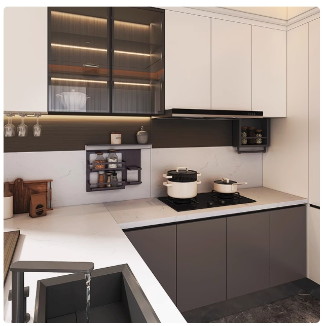 Paquete de fregadero de acero inoxidable de decoración precisa, unidad de almacenamiento de cocina