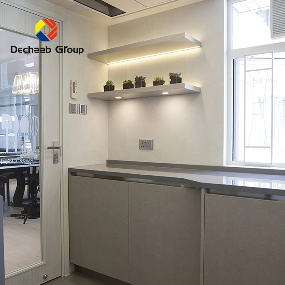Gabinete de cocina de panel listo para usar de diseño modular en acero inoxidable blanco